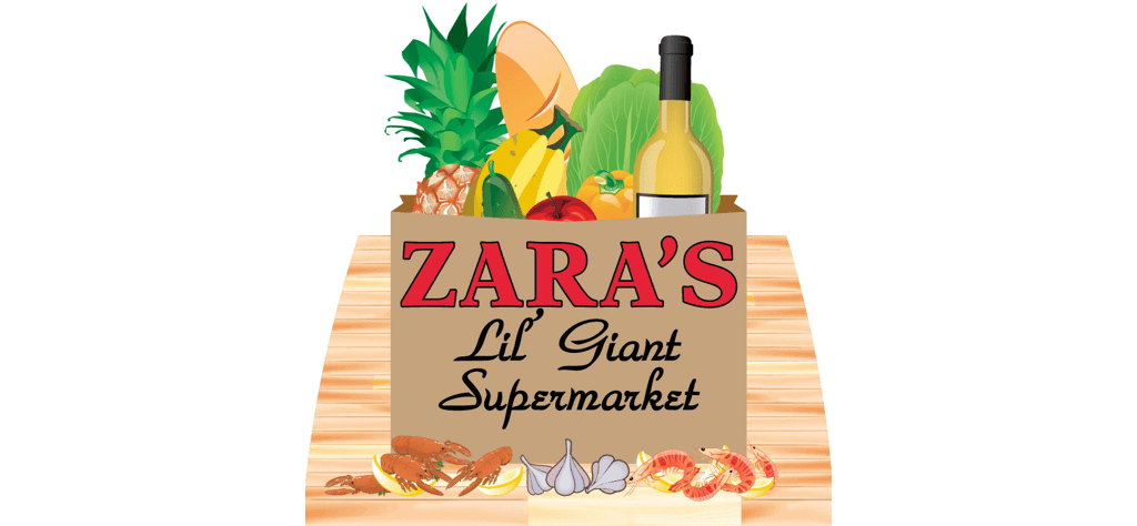 A theme logo of Zara’s Lil’ Giant Supermarket & Po-boy